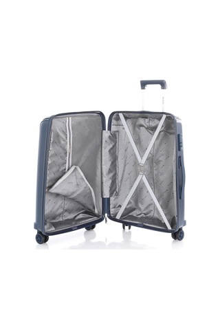 Mçs Bavul Orta Ve Kabin 2li Set Kırılmaz Silikon Valiz V305 Laci Lacivert