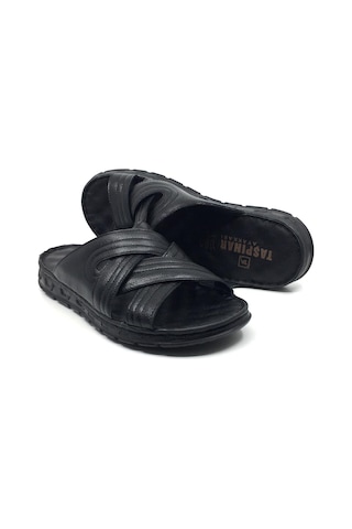 Taşpınar 200 Hakiki Deri İçi Dışı Ortopedik Erkek Yazlık Rahat Terlik 40-45 Siyah