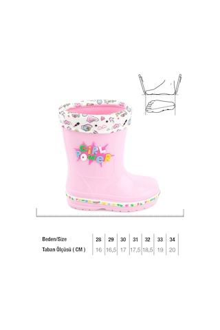Gezer 00678 Kız Çocuk Termal Astarlı Su Yağmur Geçirmez Çizme Pembe