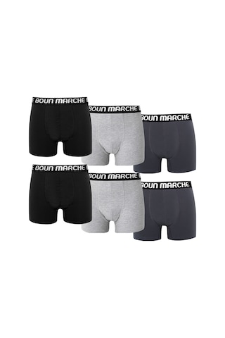 Boun Marche Erkek Boxer Likralı Premium 6'lı Kutu Catch Gri-siyah-füme
