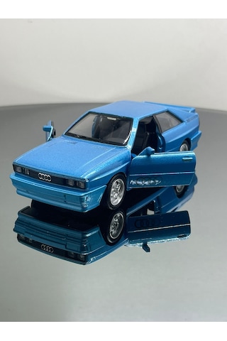Audi Quattro 1:32 Ölçek Metal Çek Bırak Model Araba 12 Cm - Mavi