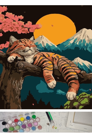 Moranka Tuval&boya Sayılarla Boyama Hobi Tuval Seti Numaralıtuval Fırça Boya Dahil Çıtalı 40x50 Cm -mutlu Pati Standart
