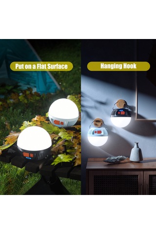 Reedark Büyük Boy Mavi Led Kamp Feneri, Type-c Şarj, 3 Işık Modu, Usb Power Bank, Taşınabilir Çadır Işığı Çok Renkli