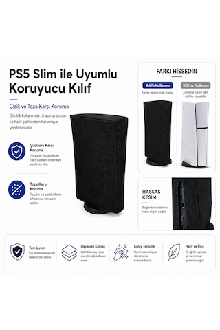 Microcase Ps5 Slim İçin Su Toz Kir Çizik Koruma Kılıfı Al5644 Siyah