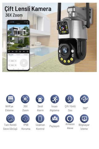 Bester 36x Zoom 2000 Metre Yakınlaştırma 6 Mp Wifi Çift Lensli Pt