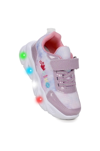 Kiko Kids Teno Cırtlı Işıklı Kız Bebek Spor Ayakkabı Lila