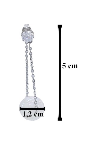 FerizZ 316L Çelik Sallantılı Taşlı İnci Küpe UNK-550 Beyaz