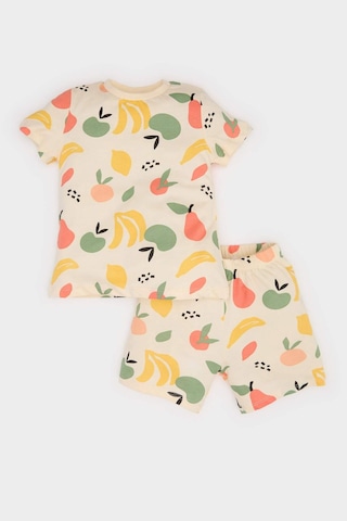 Defacto %100 Pamuklu Meyve Desenli Beli Lastikli Pijama Takımı Erkek Bebek E1181A525HS Bej