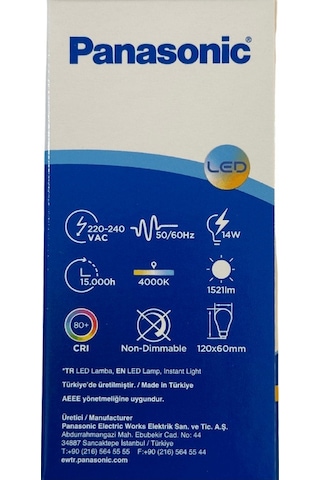 Panasonic 14w 100w 4000k Günışığı E27 Duylu Led Ampul 10 Adet