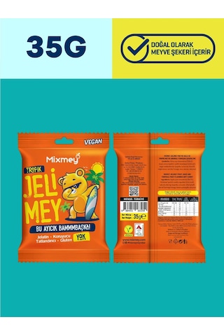 Jelimey Tropik Jelatinsiz Vegan Tropik Lezzet Gummy Bear Ayıcık 6 x 35 G