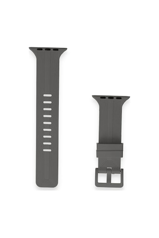 Gld-spt- Newface Apple Uyumlu Watch 38mm Kr408 Çizgili Silikon Kordon - Koyu Gri