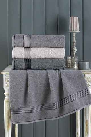 Alia Soft 70x140 Cm 3'lü Banyo Havlusu Seti Gri Koyu