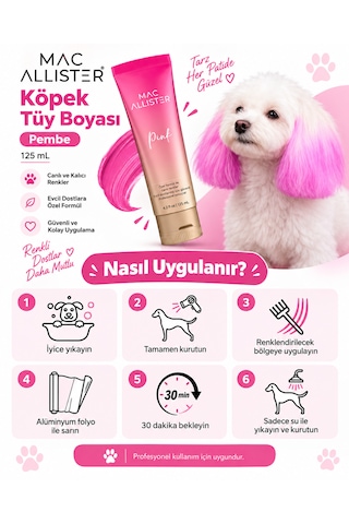 Mac Allister Kedi Köpek Tüy Boyası Pembe Renkli 125 Ml