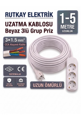 Üçlü Topraklı Uzatma Priz 5 M