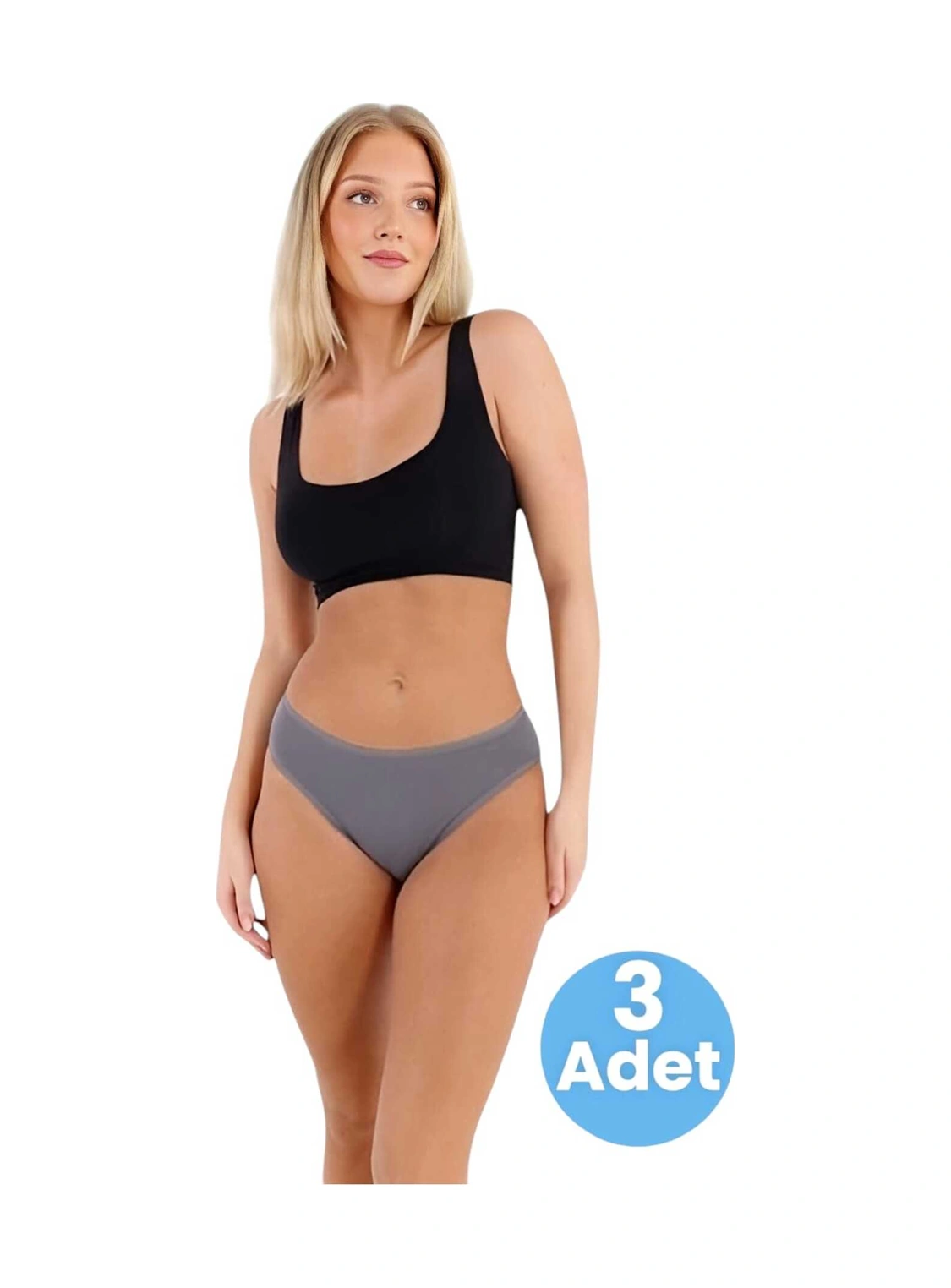 Tezzgelsin Kadın Pamuklu Penye Süprem Kumaş Bikini Külot Kadın Bikini Külot 3 Adet Gri