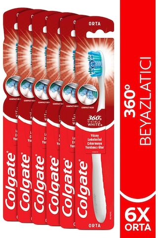 Colgate 360 Visible White Beyazlatıcı Orta Diş Fırçası X6