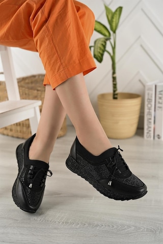 Nesil Shoes Acr 15 Siyah Taşlı Strech Kadın Ayakkabı-siyah Siyah