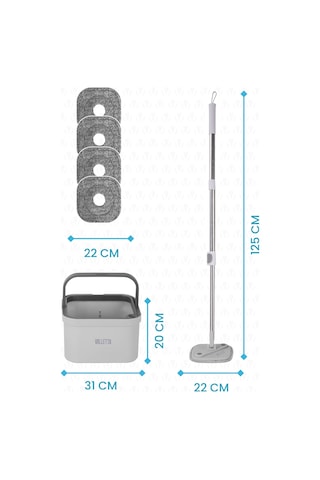 Valletta Lamonica Temiz ve Kirli Suyu Ayıran Otomatik Temizlik Seti Mop