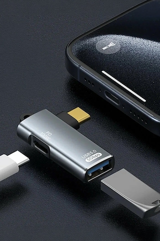 Thentech 100w Pd Sarj Girisli L Tipi Type C To Usb 3.0 Otg Adaptor Cevirici Telefon Tablet Laptop Donusturucu