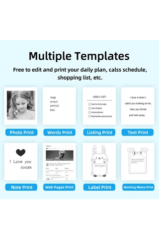 Yunboo C31 Kablosuz Bt Isı Etiket Yazıcı - Mini Boy, Renkli Işık, Dahili 1200mah Batarya, Not/resim/yazı Baskısı, 1 Adet Termal Kağıt İle