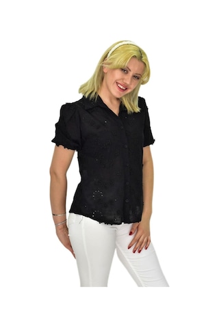 Kadın Brodeli Kısa Kol Bluz Bgl-st0371 001