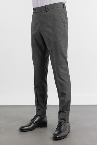 İmza Siyah - Füme Yan Cep Kazayağı Desen Slim Fit Esnek Classic Pantolon 1003255174