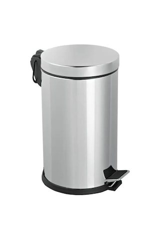 Efor Paslanmaz 430 Krom Metal İç Kovalı Pedallı Ofis Banyo Mutfak Çöp Kutusu Kovası 16 L Krom