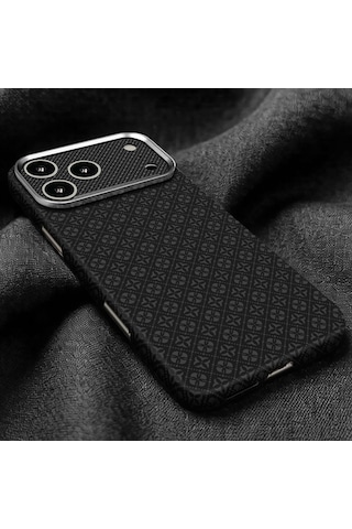 Apple iPhone Uyumlu 17 Pro Kılıf Magsafe Şarj Özellikli Premium Retro Çiçek Desenli Kamera Ve Lens Korumali Velix Sert Pc Kapak Siyah