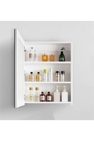 Taç-dek Tek Kapaklı %100 Suntalan Aynalı Banyo Dolabı Üst Modülü Beyaz
