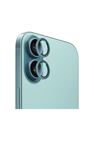 Apple Uyumlu iPhone 16 Caseworld Alloy Serisi Oleofobik Anti Reflective Kamera Lens Koruyucu Yeşil
