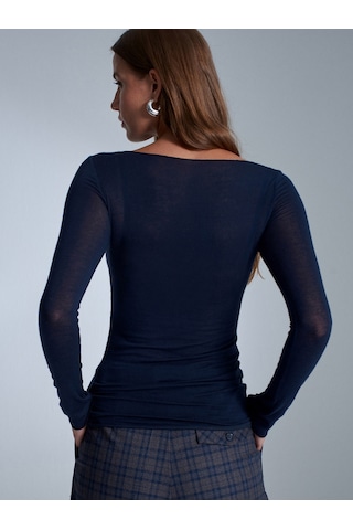 Dilvin 32122 Kayık Yaka Modal Kaşmir Ultra Hafif Bluz-lacivert Lacivert