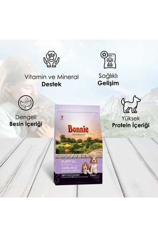 Bonnie Kuzu Etli ve Pirinçli Yavru Köpek Maması 2500 G