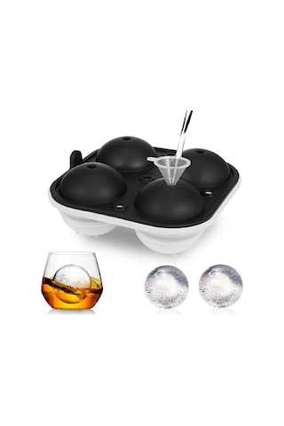 Dinosaurs Beans Three Beans 4 Delik Buz Topu Maker Büyük Küre Kalıp Silikon Buz Küp Tepsileri Viski Buz Topu Kalıp Küre Yuvarlak Siyah Kalıp Ahşap