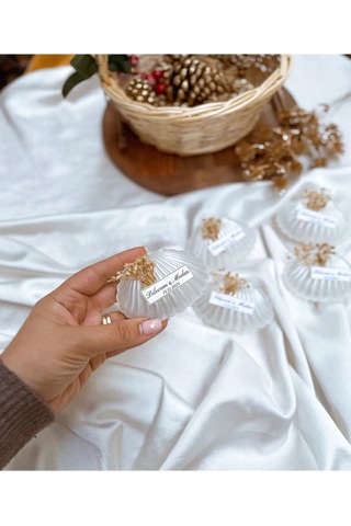 İstiridye Kutu İçerisinde Mum, Nikah Şekeri, Doğum, Sünnet, Düğün Nişan Söz, Kına - 15 Adet