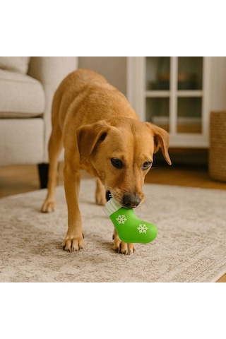 M-pets Christmas Yeşil Çorap Latex Köpek Oyuncağı 13 Cm