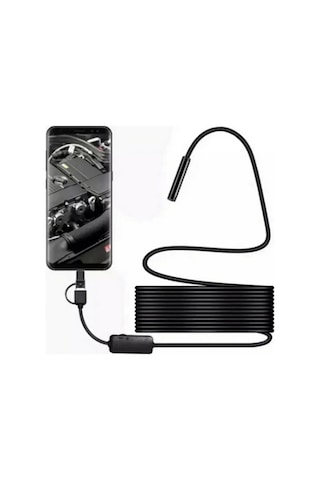 Endoskop Yılan Video Kamera Led Li 5 Metre 7 Mm Sert Kablo Yüksek Kaliteli Stereo