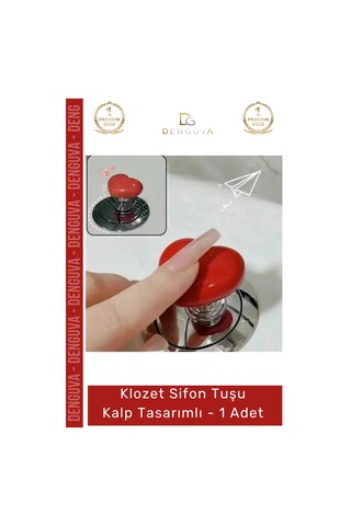 Sifontuşu Estetik Banyo Aksesuarı Modern Dekoratif Pratik Sifon Klozet Sifon Tuşu Kalp Tasarımlı - Çok Renkli
