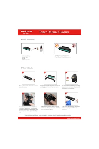 Fast Pantum Pa200b Refill-pa210-p2500-m6600 Toz+çip Toner Dolum Kiti Tekli