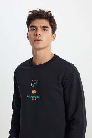 Lee Regular Fit Normal Kesim Bisiklet Yaka Siyah Sweatshirt L242504001 Siyah