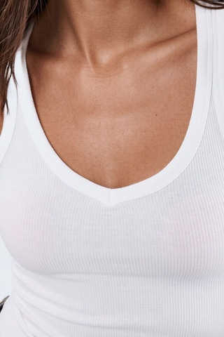 Hiccup Busem V Yaka Ribanalı Tank Top Beyaz