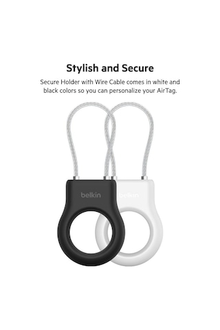 Belkin Airtag Için Örgülü Metal Kablolu Kılıf - Siyah