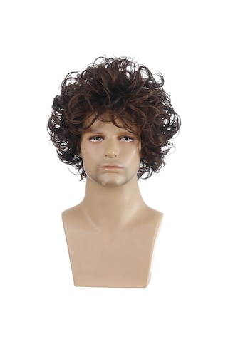 Gajeena Erkekler İçin Moda Kısa Dalgalı Peruk, Yüksek Sıcaklık Liften Yapılmış, Doğal Görünümlü, Kolay Kullanım, Siyah-kahverengi
