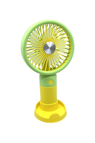 Şarjlı Taşınabilir El Pervanesi Masa Üstü Mini Fan Sarı-yeşil
