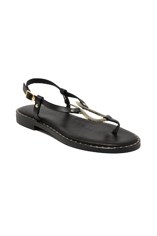 19 Black Sandalet Kadın 22082 Myconian 2025 Greek Sandal Siyah