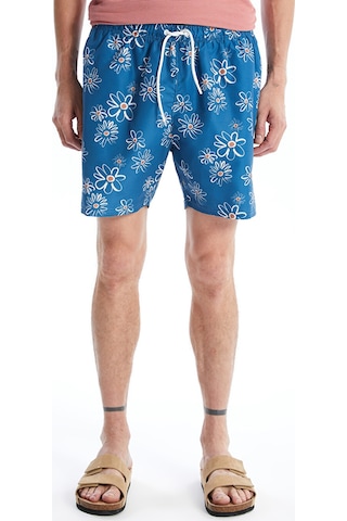 Lcw Swımwear Mavi Kısa Boy Desenli Erkek Deniz Şortu