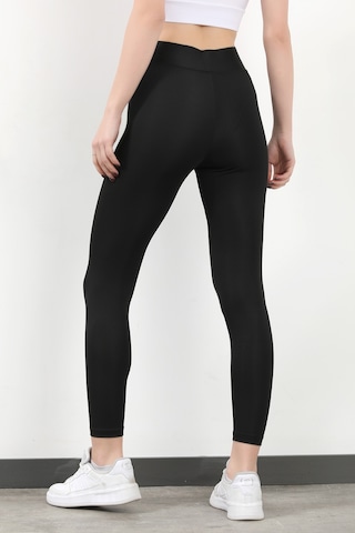 Giysa Kadın Bel Çapraz Lastikli Slim Fit Tayt Siyah - 4019 Siyah