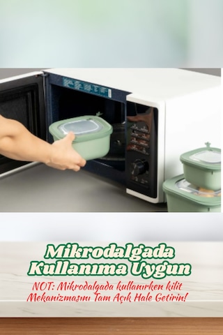 9'lu Mikrodalga Ve Difriz Kullanımına Uygun Vakumlu Vıp Saklama Kabı Çeyiz Seti 3x 600-1100-1800 Ml Yeşil