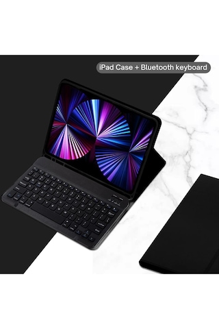 Apple Uyumlu iPad 10. Nesil 10.9 İnç 2022 Bluetooth Klavyeli Kılıf Kalem Bölmeli Türkçe Klavye Kılıf
