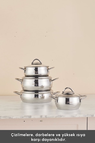 Karaca Urla İndüksiyon Tabanlı 8 Parça Çelik Tencere Seti