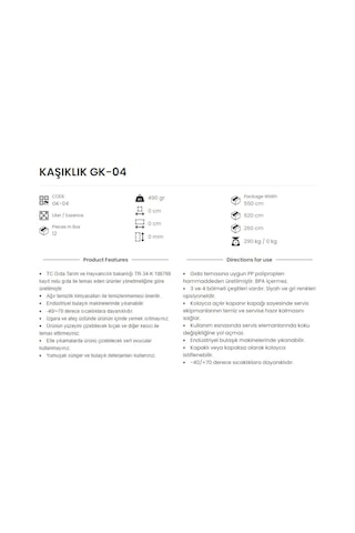 4 Bölmeli Kapaklı Kaşıklık, Gri Kapak Dahil 2li Set Gri